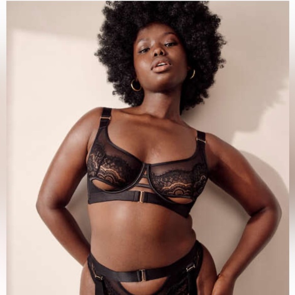 Hunkemoller private collection aurelia underwire cut out sheer mesh and lace bra - Picture 3 of 7